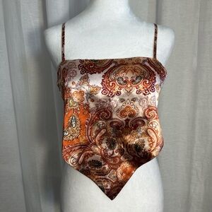Paisley Print Satin Tank Top
